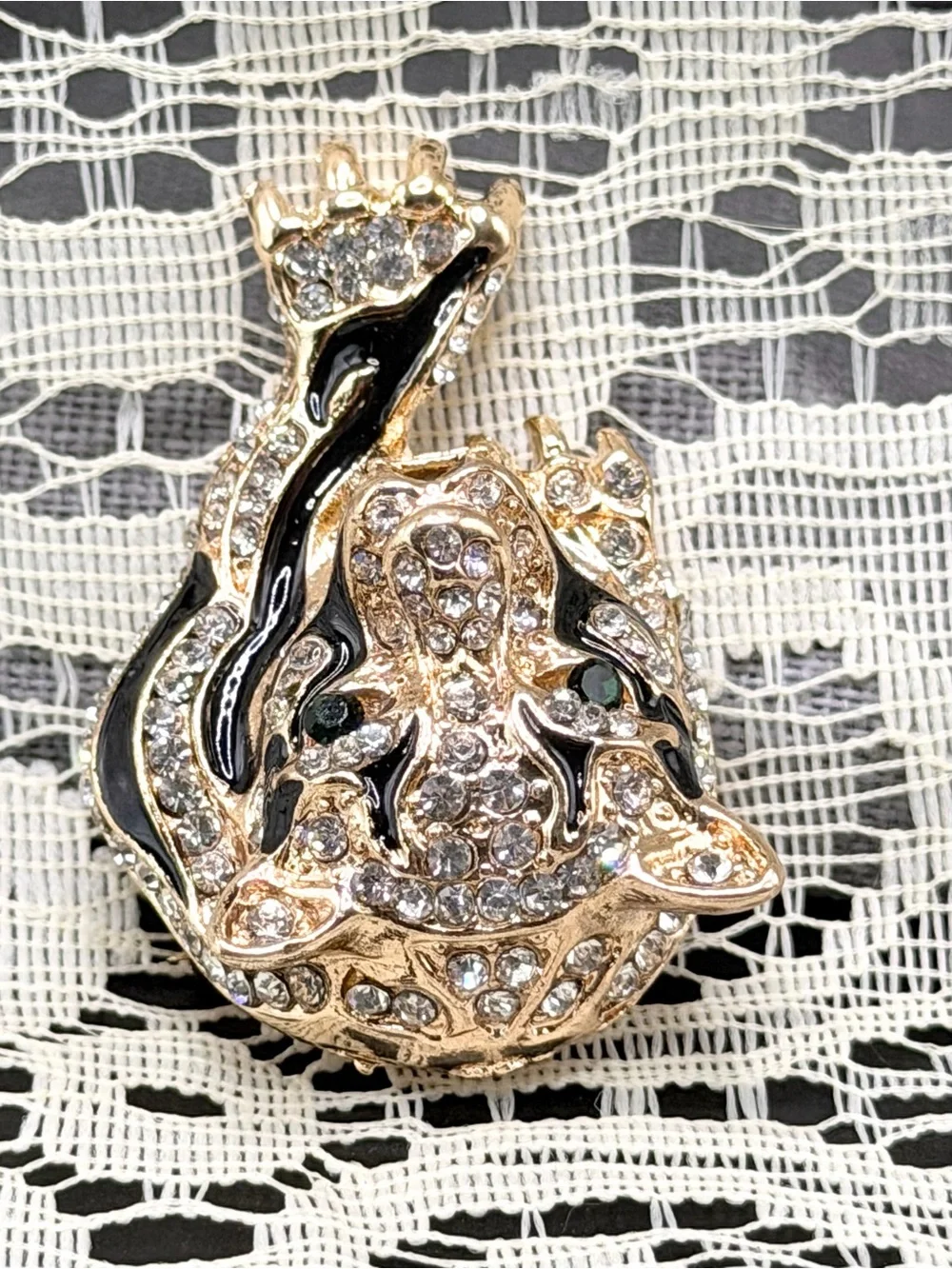 Wild Panther Brooch w/crystals & rhinestones